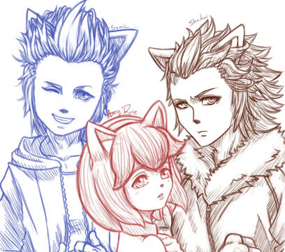 Sonic Amy Shadow Human Tetsuya Sketch Sample